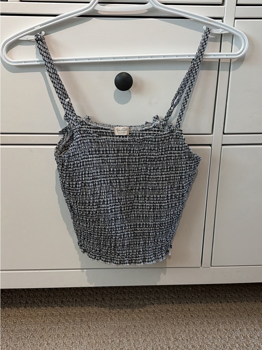SMOCKED GINGHAM TANK